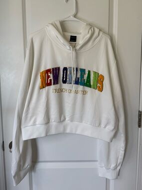 Desire Collection White Hooded Pullover with Drawstrings